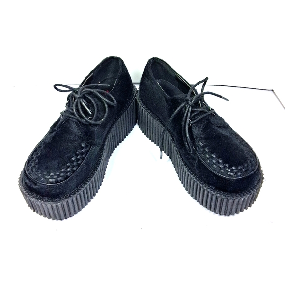 Demonia Women's Size 7 Faux Fur 3" Platform Creeper Punk Goth Shoes CRE 202 B - Picture 4 of 12